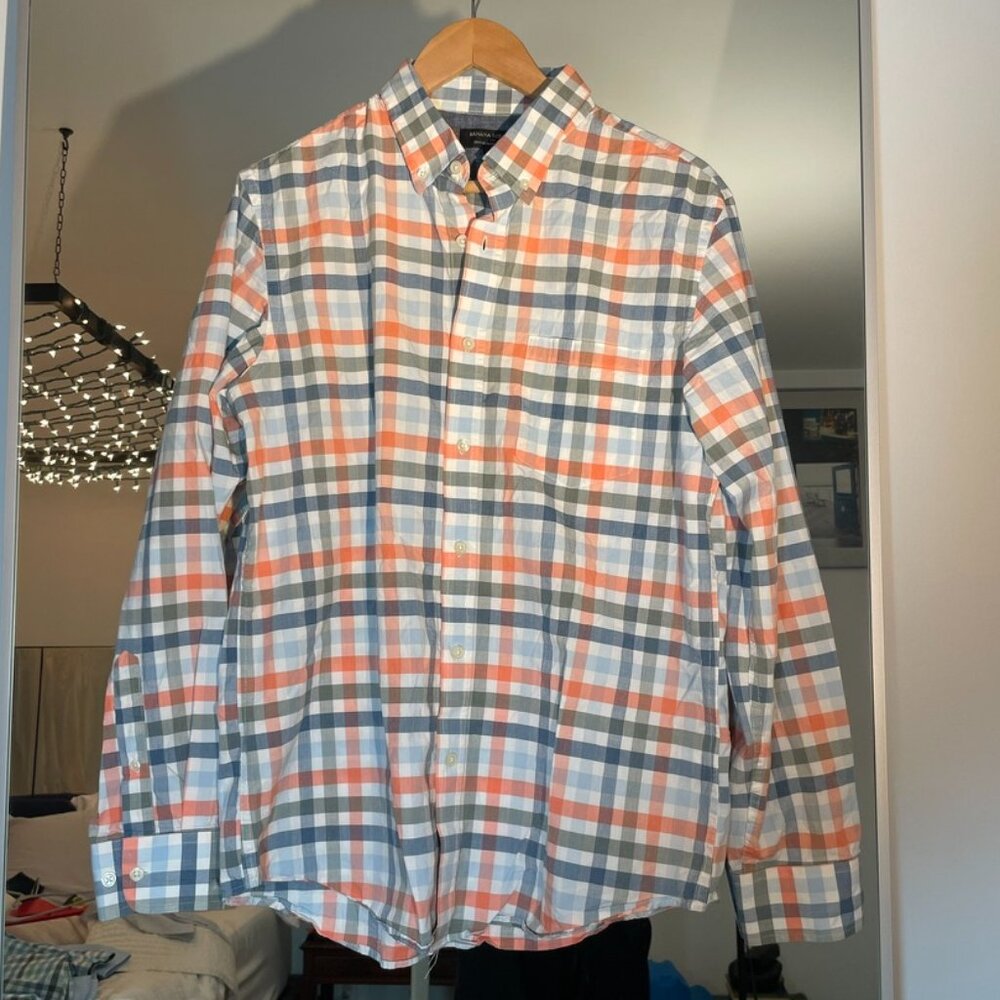 Banana Republic Soft Wash Standard Fit 100% Cotton Button Down Size M